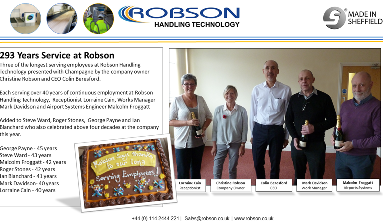 293 Years Service at Robson